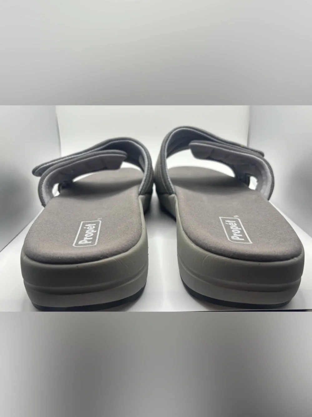 Propet Men's Gray Adjustable Slide Sandals